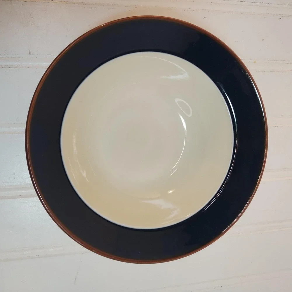 4 International Bands of Celebration Soup Bowls Success Stoneware Cobalt Blue